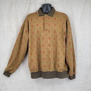 Etonic Golfwear Vintage Brown and Red Patterned Polo Sweater Goretex Lining